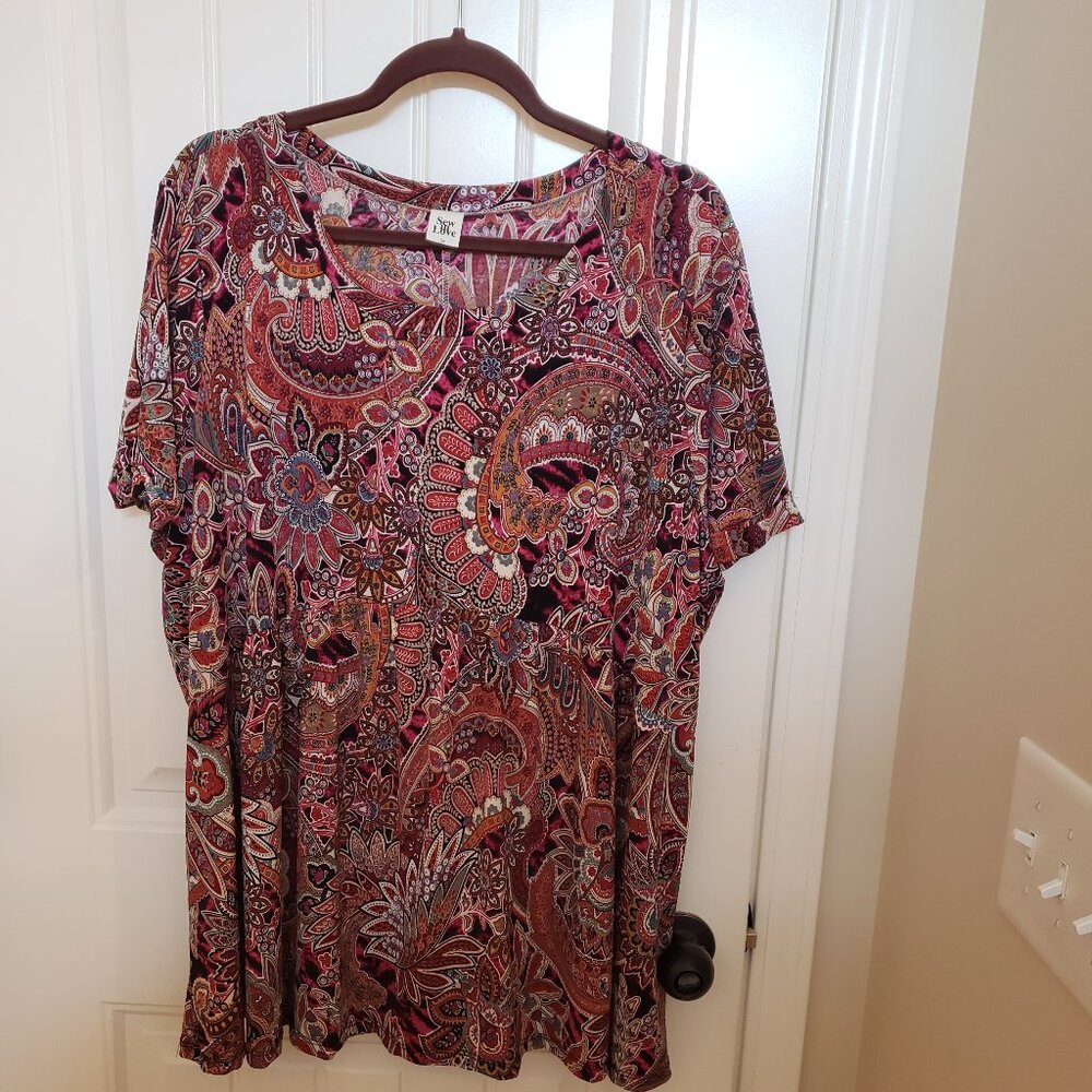 Sew In Love Paisley Baby Doll Top 3X